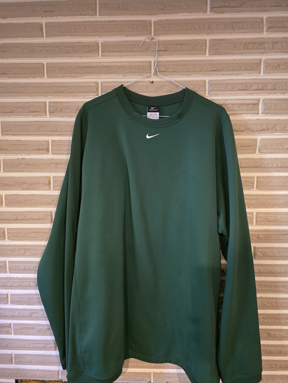 Nike Men's Forest Green Crewneck Sweatshirt with White Swoosh